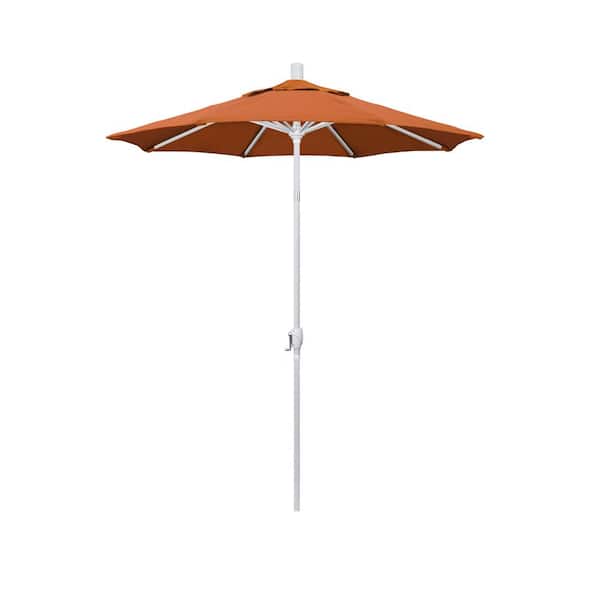 California Umbrella 6 ft. Matted White Aluminum Market Patio Umbrella with Crank and Tilt in Tuscan Sunbrella