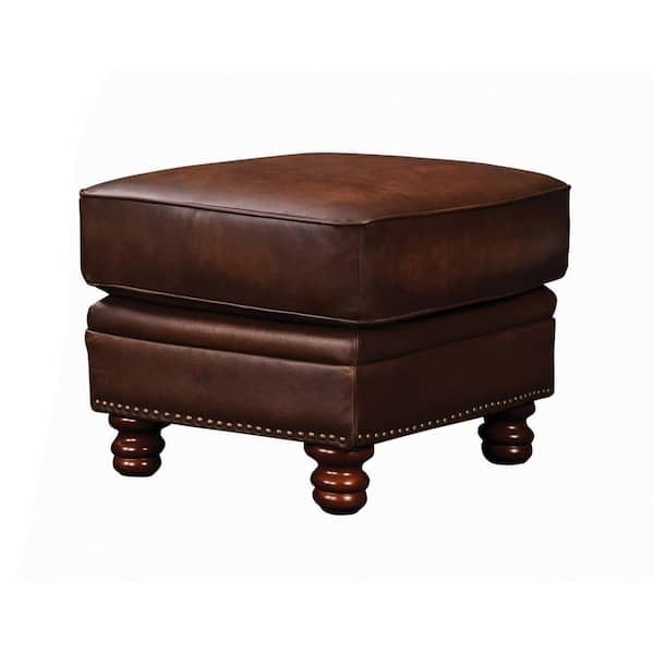 Montbrook Hand Rubbed Brown Turned Legs Ottoman