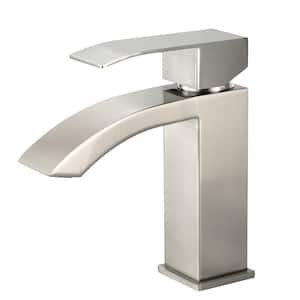 ABA Single Handle Single Hole Bathroom Faucet Spot Resistant in Brushed Nickel