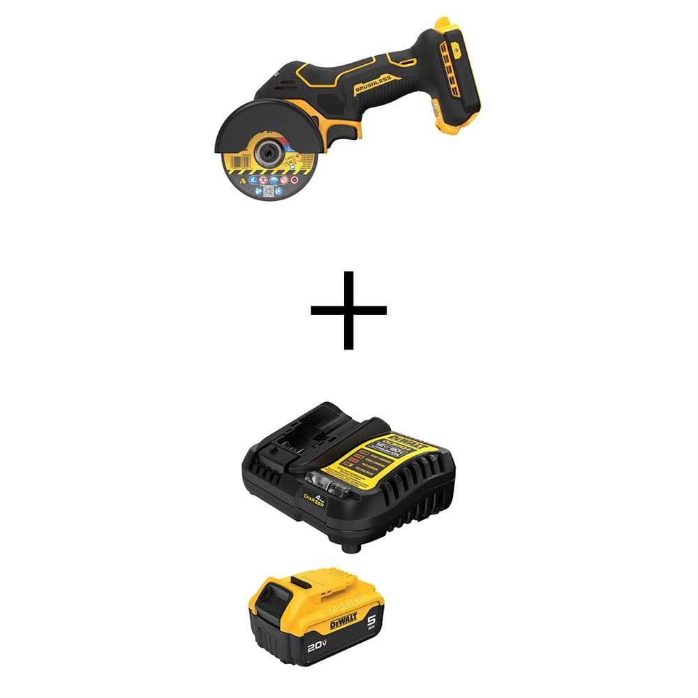 20V XR Lithium-Ion Cordless 3 in. Cut-Off Tool with 20V MAX XR 5 Ah Battery Pack and Charger -  DEWALT, DCS438BWDCB205C