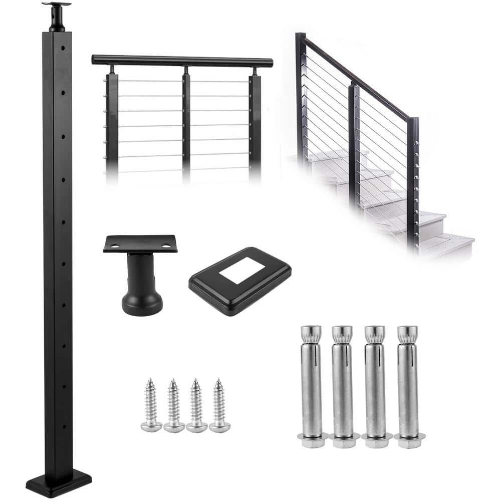 VEVOR Stainless Steel Railing Stairs 42 in. x 0.98 in. x 1.97 in. Cable ...