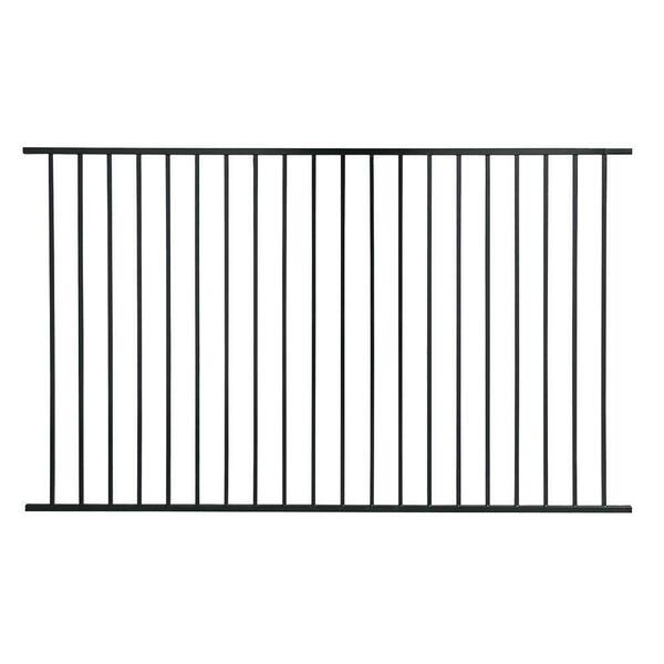 First Alert PREMIUM Series 4 ft. H x 8 ft. W Black Galvanized Steel 2-Rail Fence Panel (2-Pack)