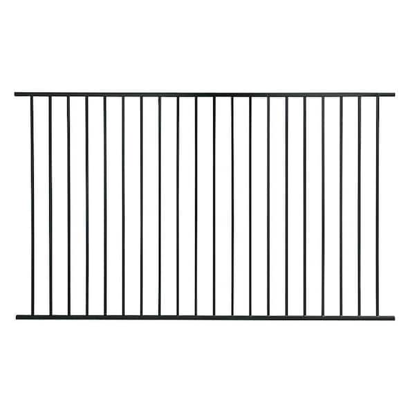First Alert PREMIUM Series 4 ft. H x 8 ft. W Black Galvanized Steel 2-Rail Fence Panel (8-Pack)