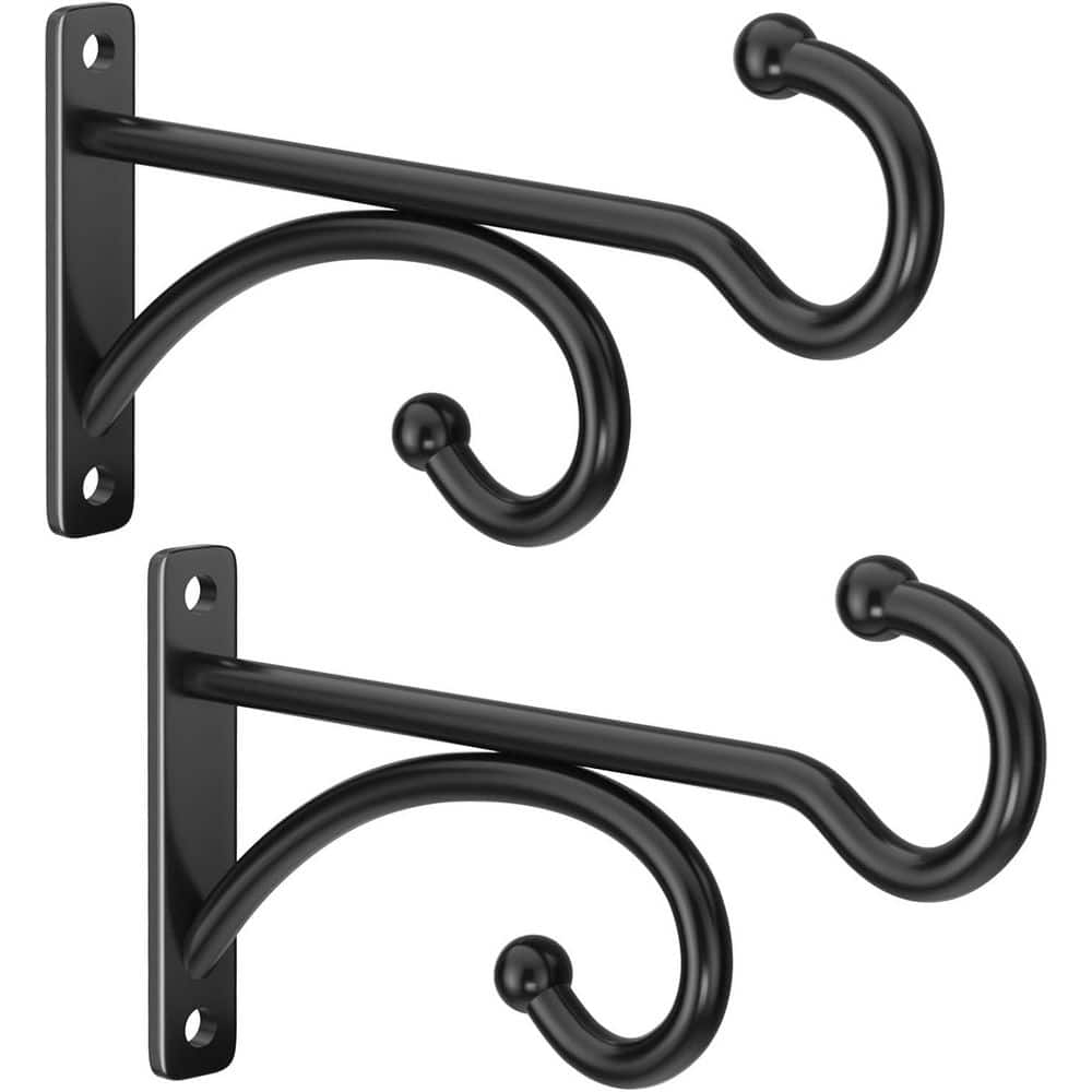 2-Pack 6 in. Black Metal Indoor/Outdoor with Wall Mounts  Hook for Hanging Plants, Baskets, Wind Chimes, Bird Feeders price history on PriceWatchPro