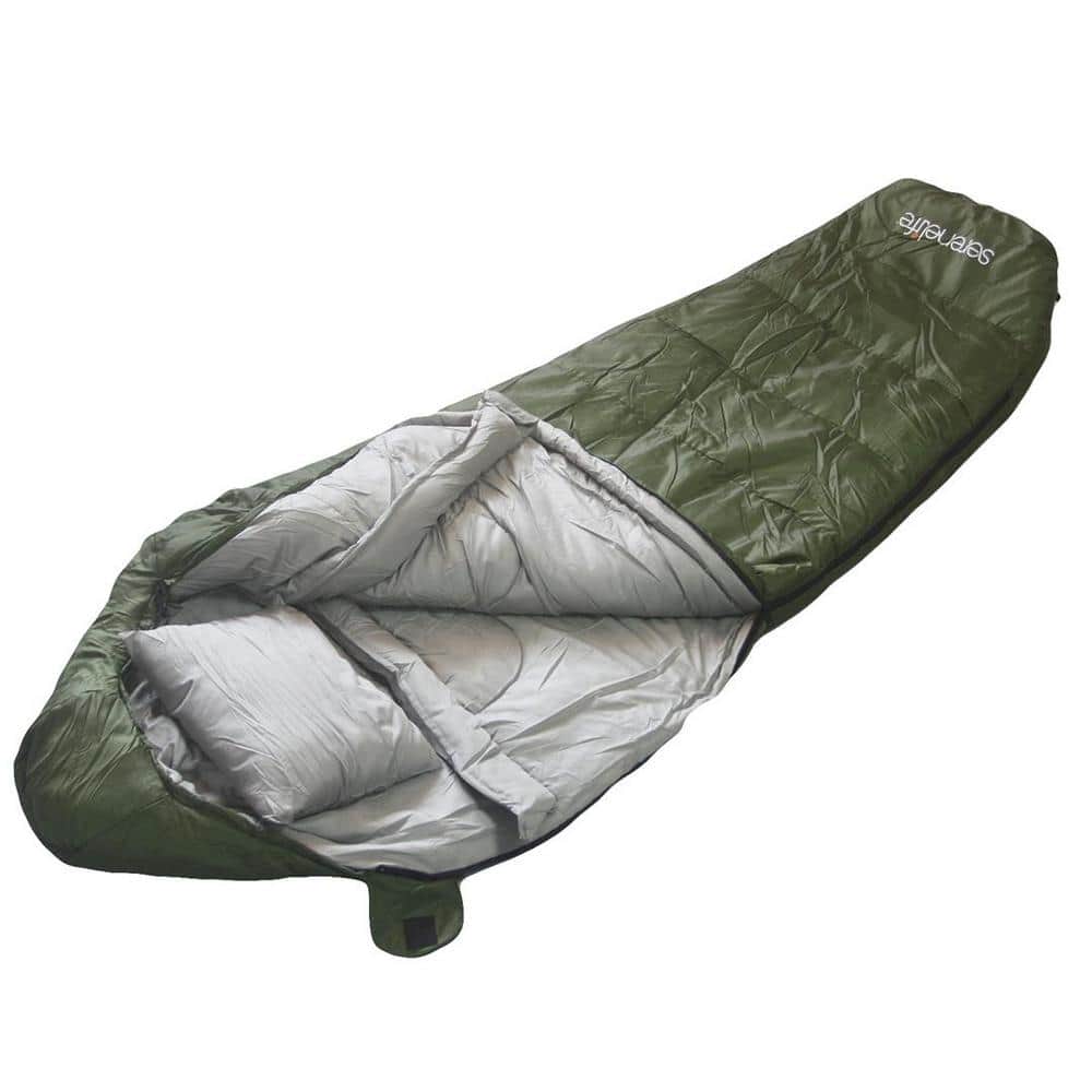 SereneLife Green Mummy Sleeping Bag with Travel Pillow