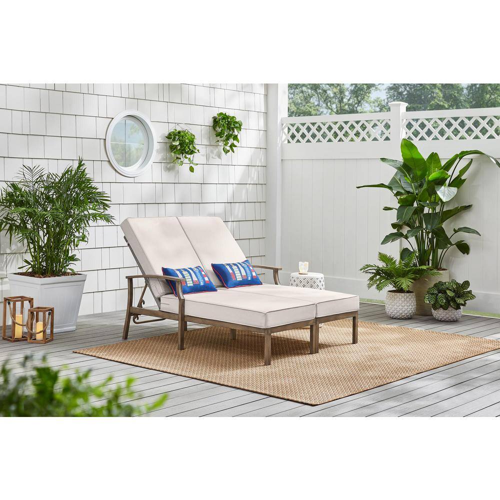 Hampton Bay Beachside Rope Look Wicker Outdoor Patio Double Chaise
