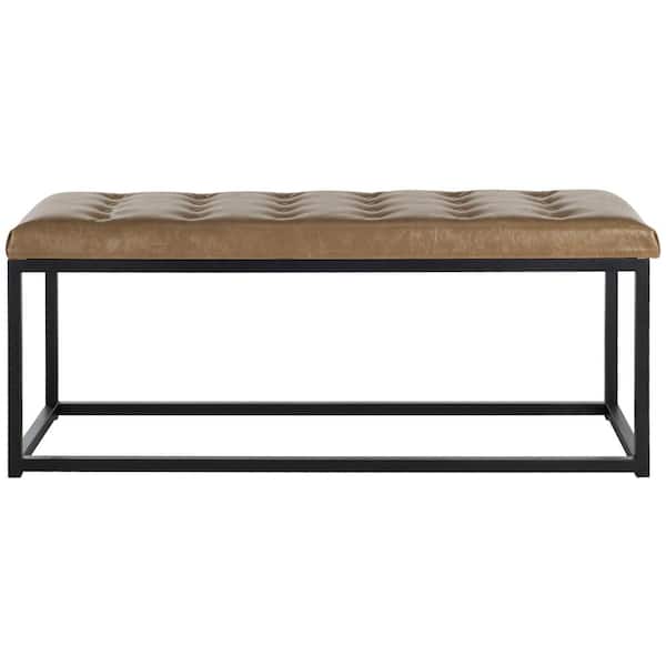 SAFAVIEH Reynlds Brown Upholstered Entryway Bench FOX6225C