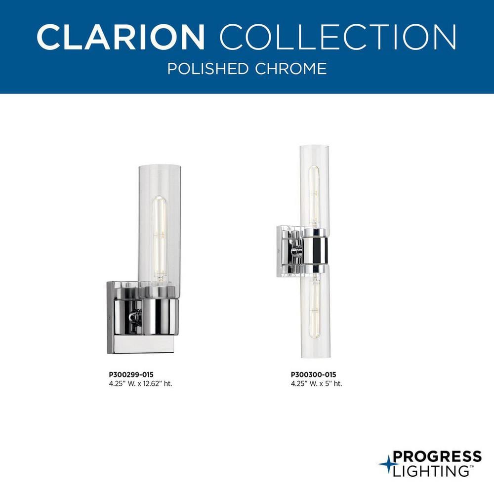 Clarion Polished Chrome 2-Light Cylinder Bath Vanity Light