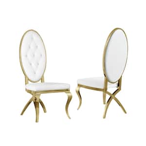 Ben White Faux Leather Gold Stainless Steel Chairs (Set of 2)