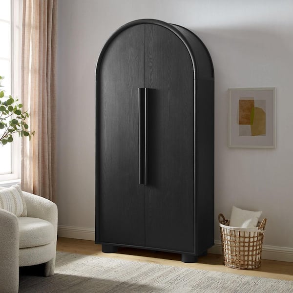 Bellamy Black 79.1 in. Accent Cabinet Office Storage Cabinet with 4 Shelves with 2 Adjustable Shelves