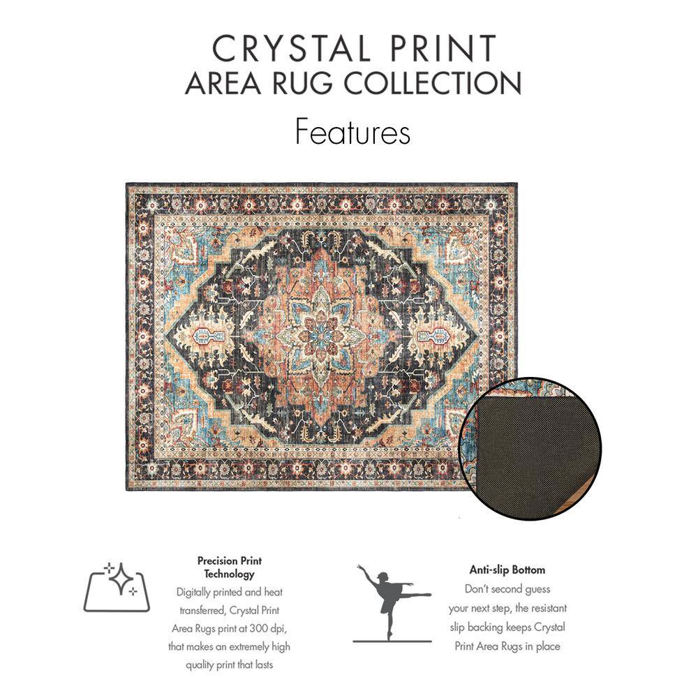 Soha Multi Blue Traditional Medallion Washable Area Rug 6' x 9'