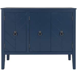 Blue Accent Storage Cabinet with Adjustable Shelf