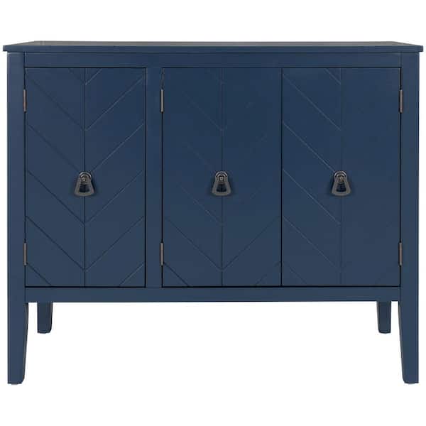 wetiny Accent Storage Navy Blue Cabinet Wooden Cabinet with Adjustable ...