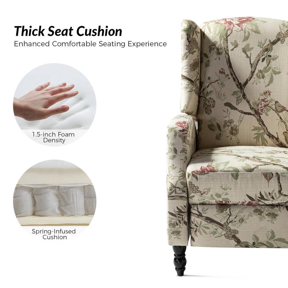 Ergonomic Wingback Recliner with Bird-Inspired Multi-Colored Fabric