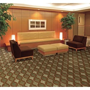 Wandering Highway - Terra - Green 13.2 ft. 48 oz. Wool Texture Installed Carpet