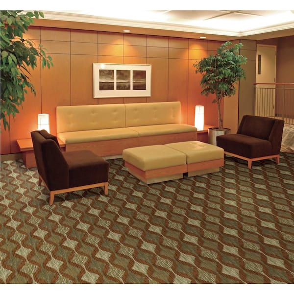 Wandering Highway Terra Green 13.2 ft. 48 oz. Wool Texture Carpet - Installation Required
