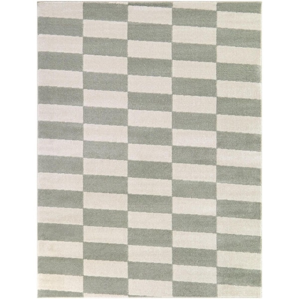 Elijah Grey 7 ft. 10 in. x 10 ft. Checkered Area Rug