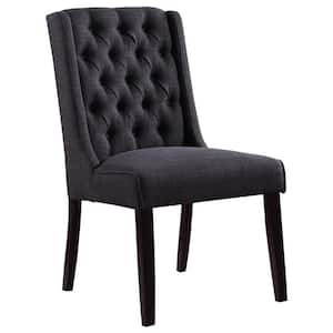 Serdar Black Charcoal Tufted Linen Parsons Chairs (Set of 2)
