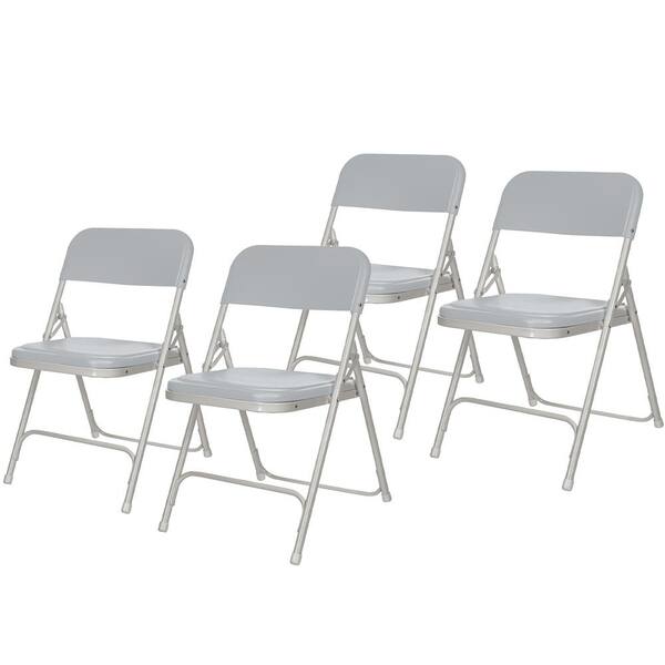 HAMPDEN FURNISHINGS Lucille Collection Ultra Light Plastic Card Table Folding Chair, Grey, Pack of 4