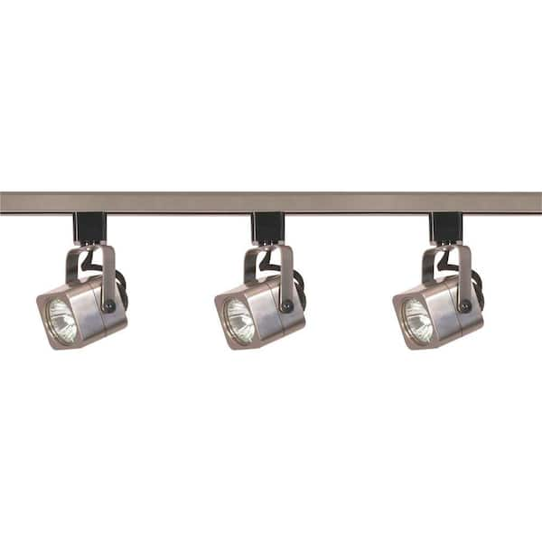 SATCO 3-Light MR16 Square Line Voltage Brushed Nickel Track Lighting Kit