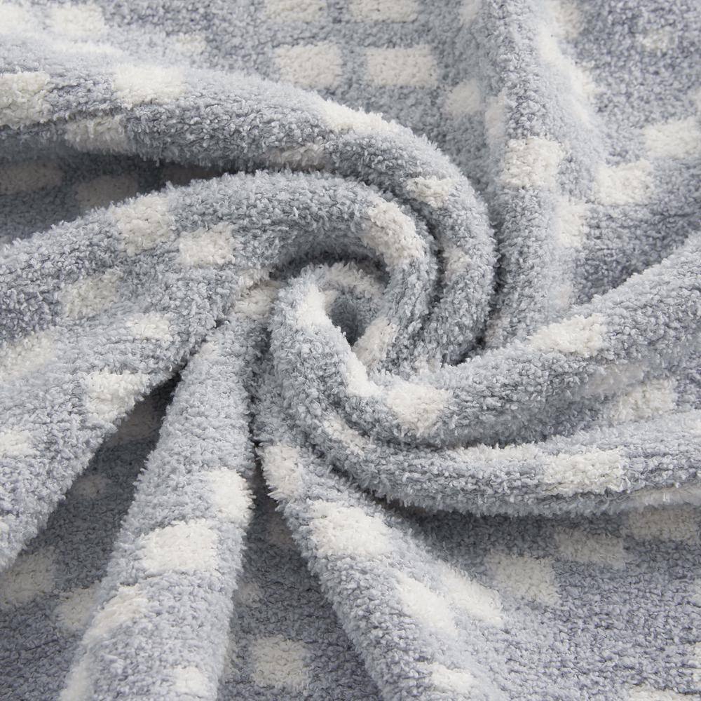Gray Geometric Jacquard Reversible Knitted Throw Blanket 50" x 70"
