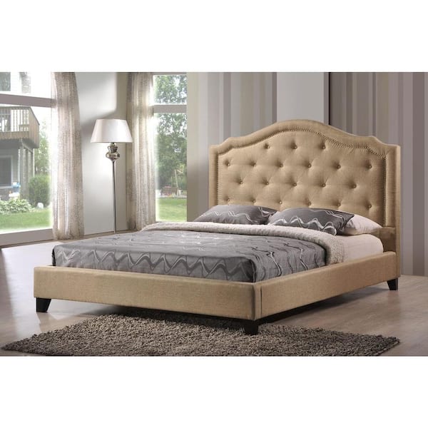 luxeo Brentwood Beige Queen Upholstered Bed