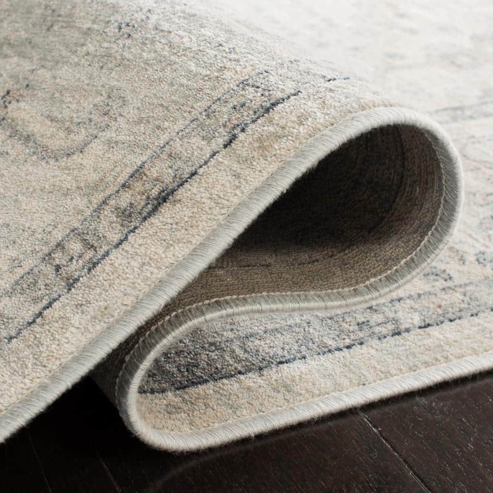 Light Blue Rectangular Viscose Reversible 9' x 12' Area Rug