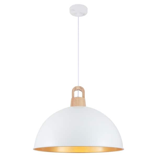 ADSENSTY 1-light White Modern Pendant Light with Metal Dome Shade for Kitchen Island Dinning Room