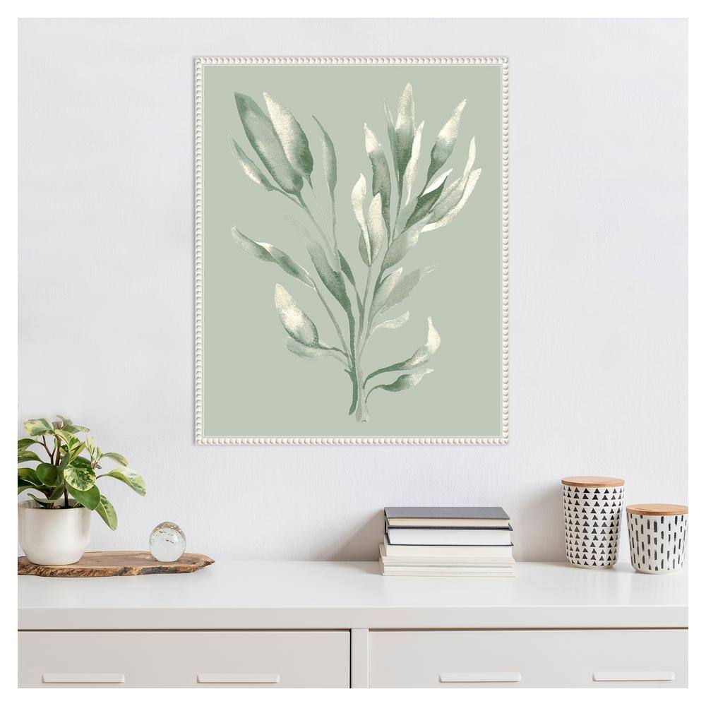 Tonal Green Ferns Beaded Framed Canvas Wall Art