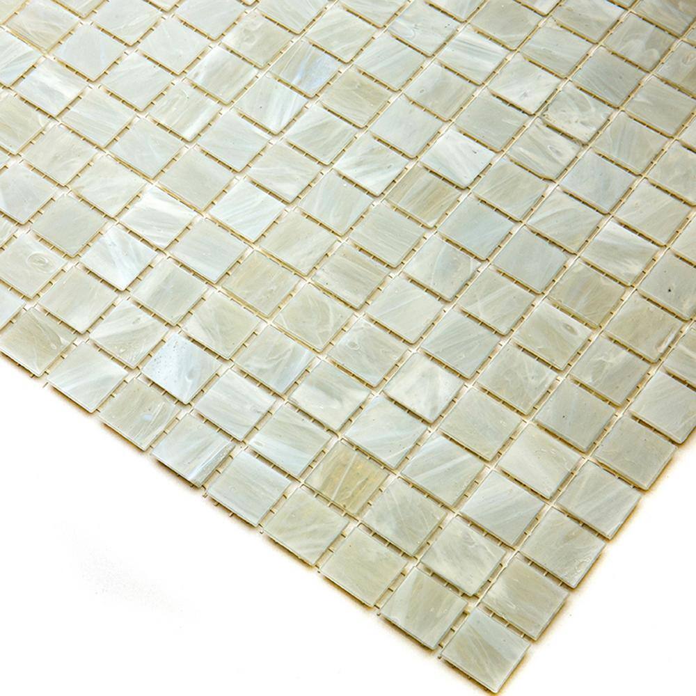 Celestial Pastel Gray Iridescent Glass Mosaic Tile