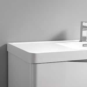 Tuscany 36 in. Modern Wall Hung Bath Vanity in Glossy White w/ Vanity Top in White w/ White Basin and Medicine Cabinet