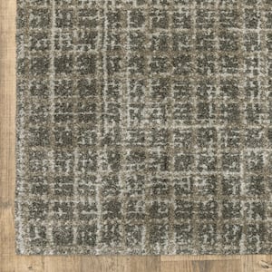 Grey Tan and Beige 3 ft. x 5 ft. Geometric Power Loom Stain Resistant Area Rug