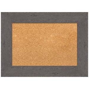 Rustic Plank Grey 23.38 in. x 17.38 in. Framed Corkboard Memo Board