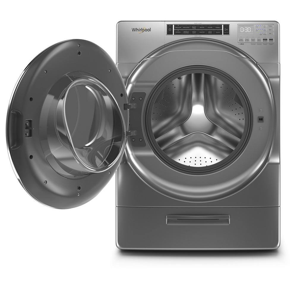 Gray Stainless Steel High Efficiency Front Load Washer with Steam Setting