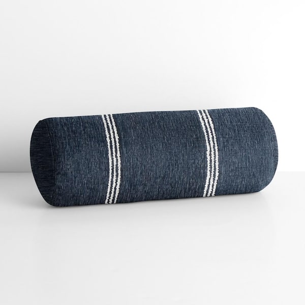 SORRA HOME Sunbrella Lengthen Indigo Rectangle Outdoor Bolster Pillow