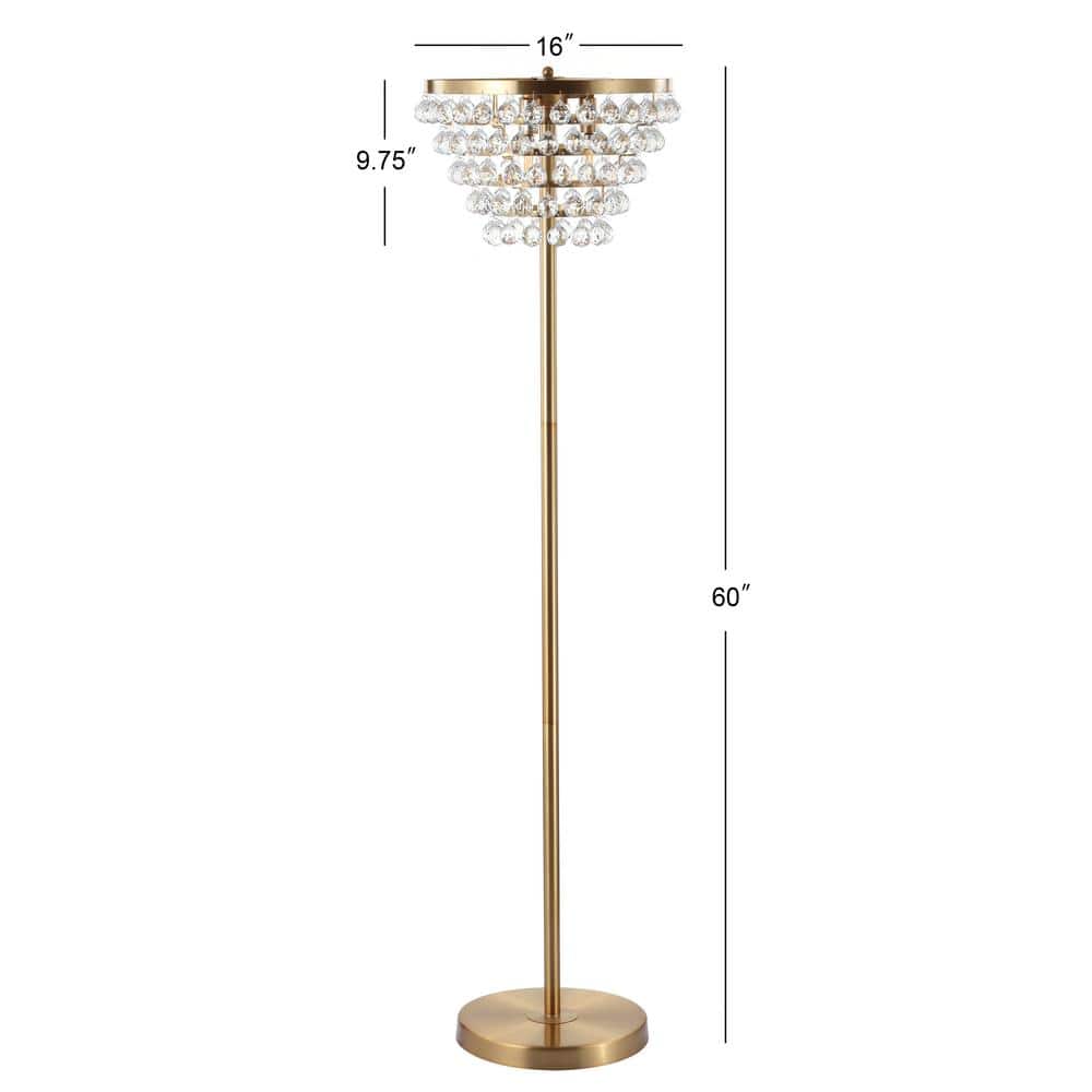 Jemma 60" Antique Gold Crystal LED Floor Lamp with Clear Shade