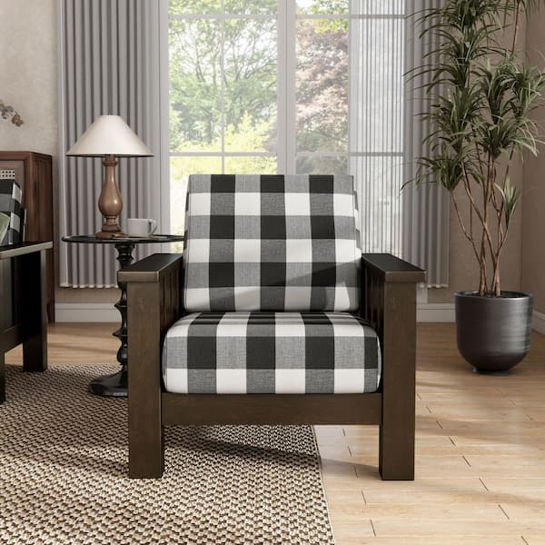 Thu Dark Walnut Fabric Accent Arm Chair With Removable Cushion