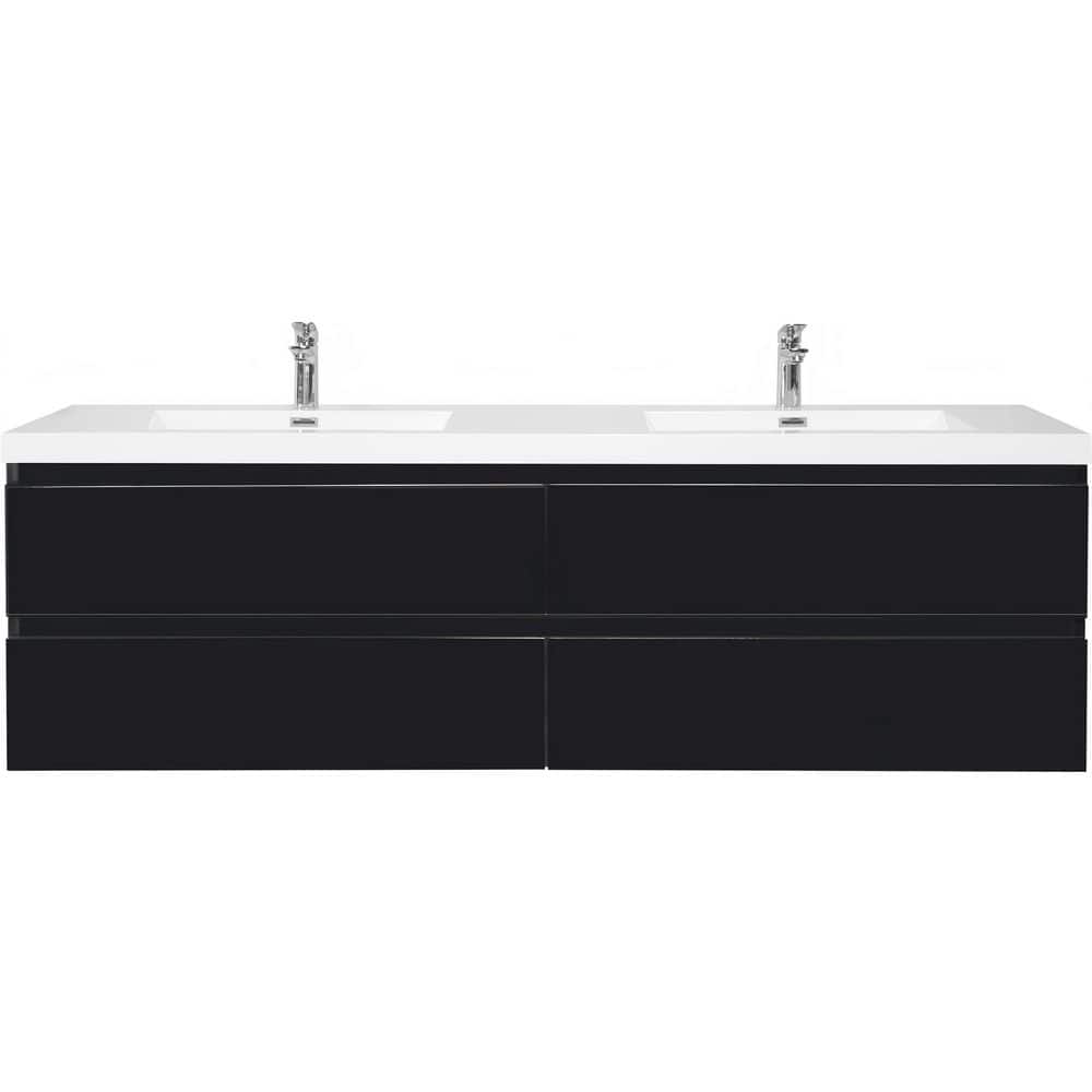 72 in. Double Sink Floating Black Bath Vanity with White Stone Resin Sink Top price history on PriceWatchPro