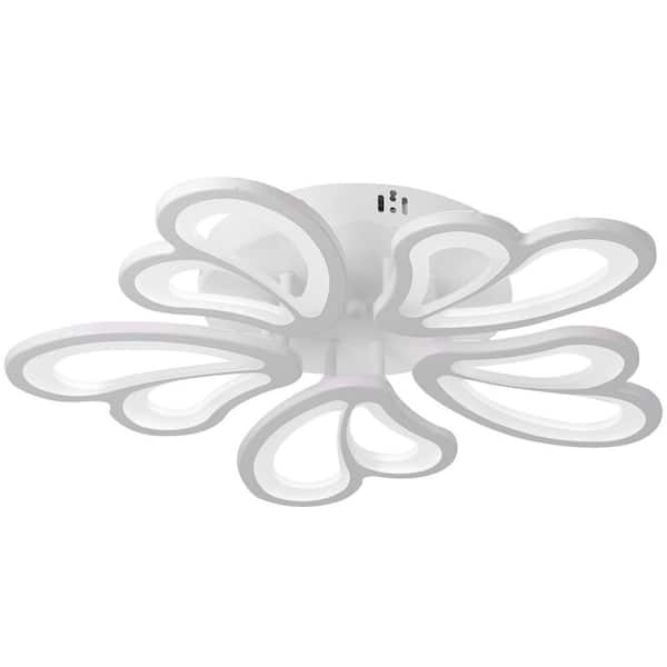 22 in. 30-Watt White Integrated LED Flush Mount with White Acrylic Shades