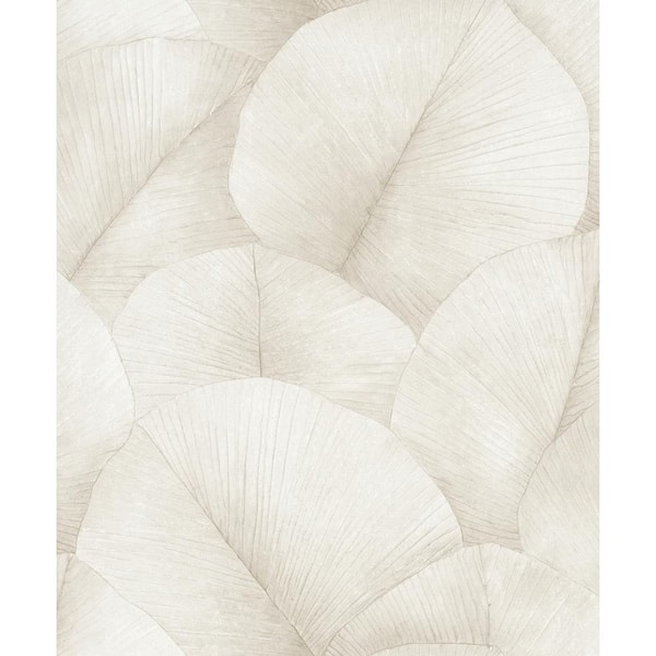 Unbranded Kumano Collection Ivory Textured Palm Leaf Matte Finish Non-pasted Vinyl on Non-woven Wallpaper Sample