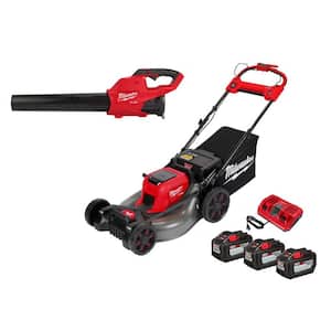 M18 FUEL Brushless Cordless 21 in. Dual Battery Self-Propelled Lawn Mower w/Blower, (3) 12.0Ah Batteries, Rapid Charger