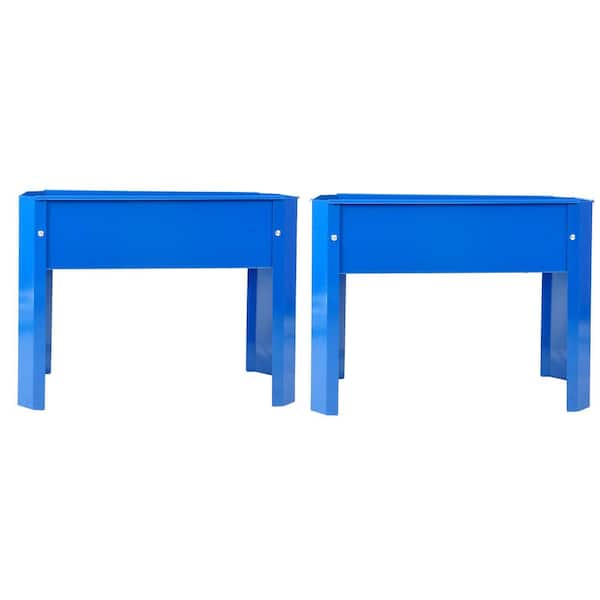 Blue Steel Elevated Garden Bed Metal Elevated Outdoor Flowerpot Box (2-Pack)