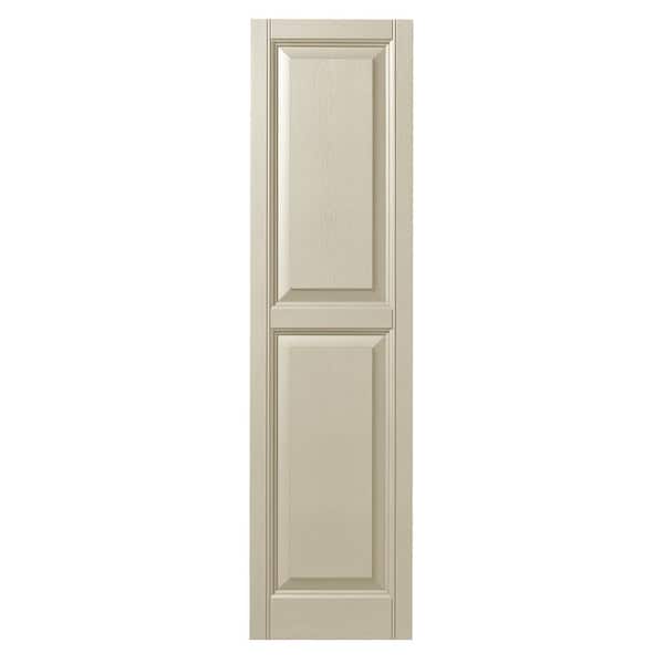 Ply Gem 12 in. x 51 in. Raised Panel Polypropylene Shutters Pair in Sand Dollar