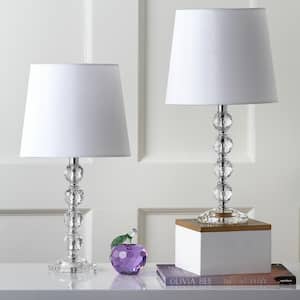 Nola 16 in. Clear Stacked Crystal Ball Table Lamp with Off-White Shade (Set of 2)