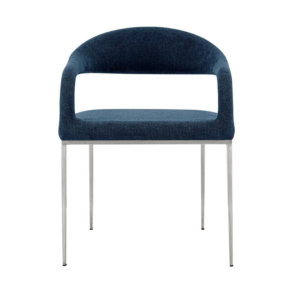 Morgan Light Blue Faux Leather Upholstered Side Chair with Metal Legs
