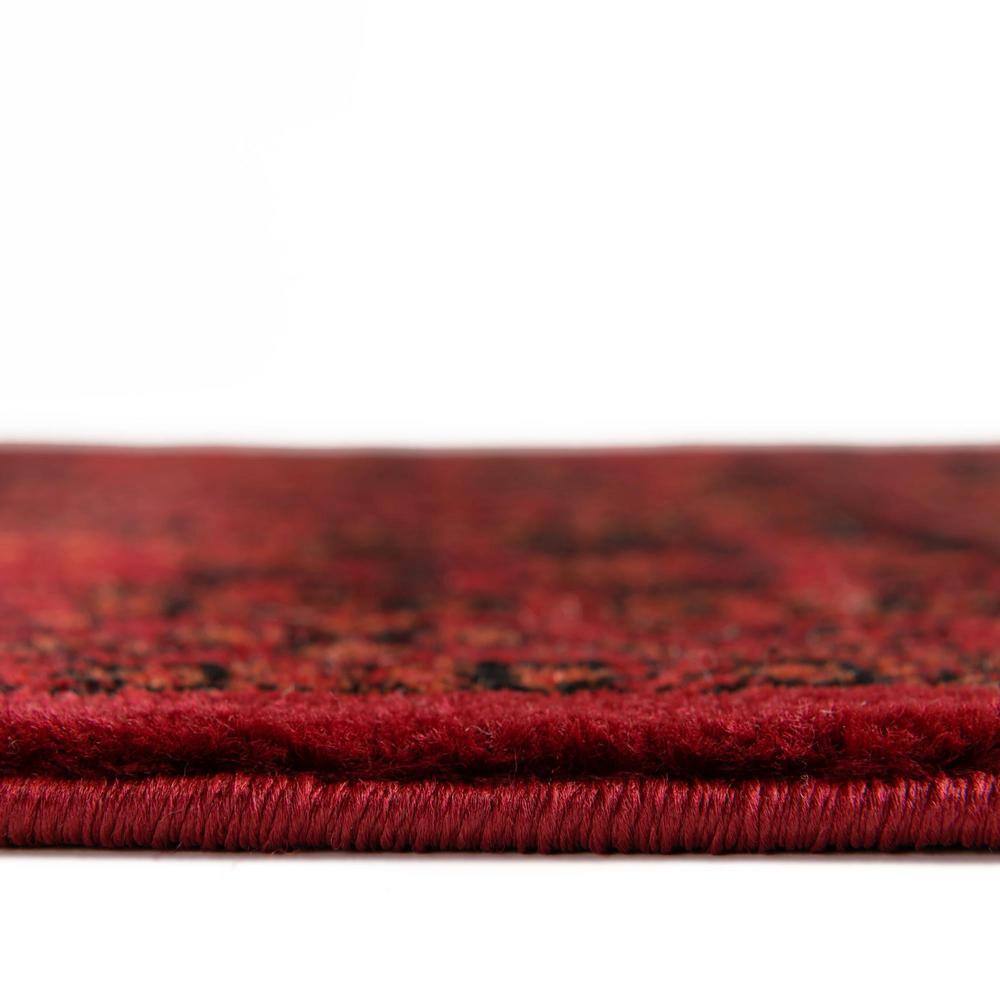 Red Geometric Synthetic 5' x 8' Stain-Resistant Area Rug