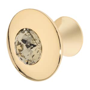 Felicia 1-1/4 in. Polished Gold with Antique Yellow Crystal Cabinet Knob