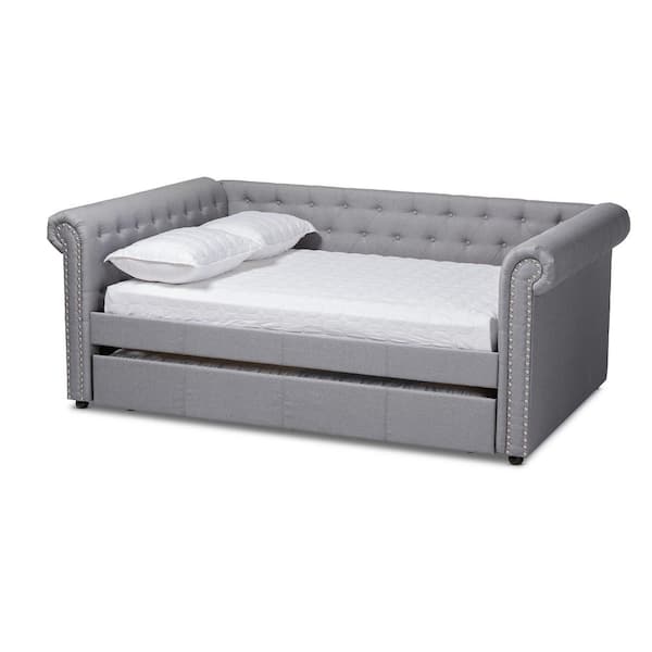 Baxton Studio Mabelle Gray Full Daybed with Trundle 154 9480 HD