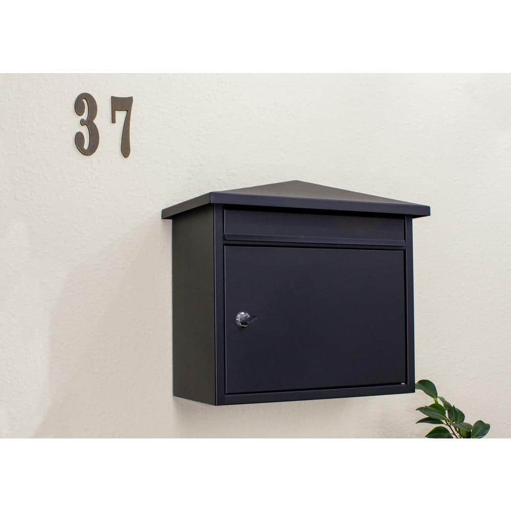 Summit Black Steel Locking Wall Mount Mailbox