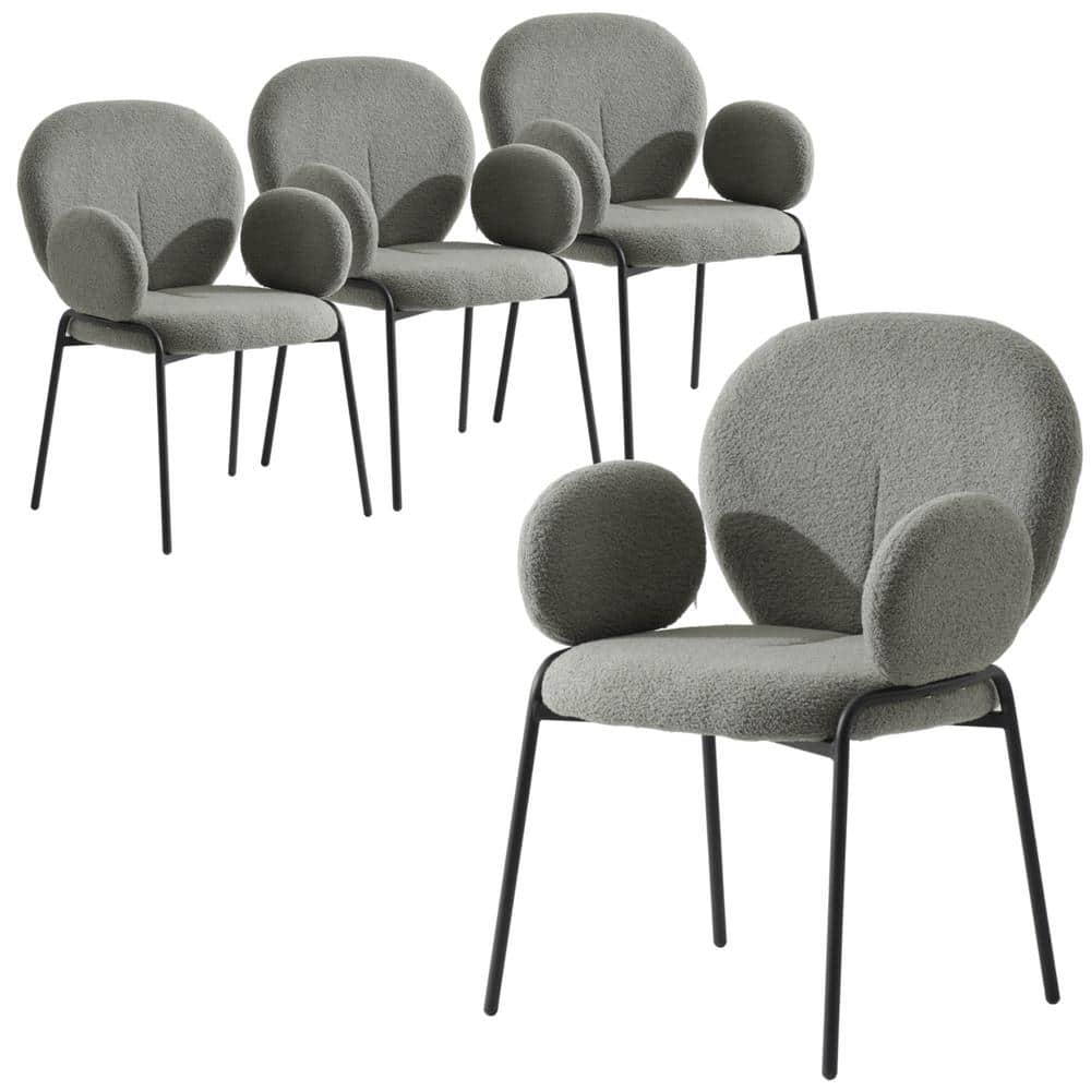 Leisuremod Celestial Modern Boucle Dining Chair Upholstered Seat and ...